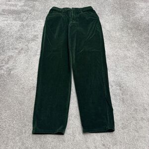 Vintage Talbots Velvet Straight Leg Pants Womens 10 Green Cotton Workwear Casual